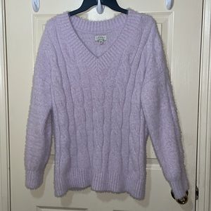 Lucky brand lavender sweater fuzzy texture